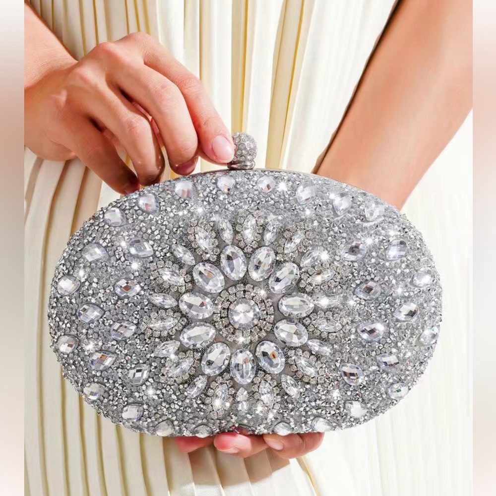 Silver clutch bag
